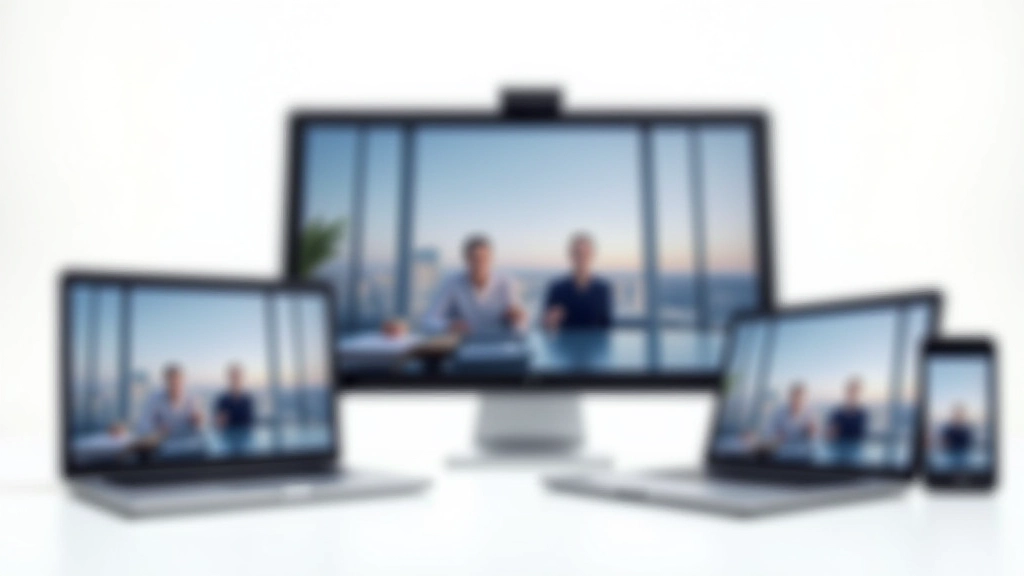 Piecas dažādas ierīces (klēpjdators, planšete, viedtālrunis, stacionārs dators, Chromebook) ar vienu sapulču platūgu ekrānā