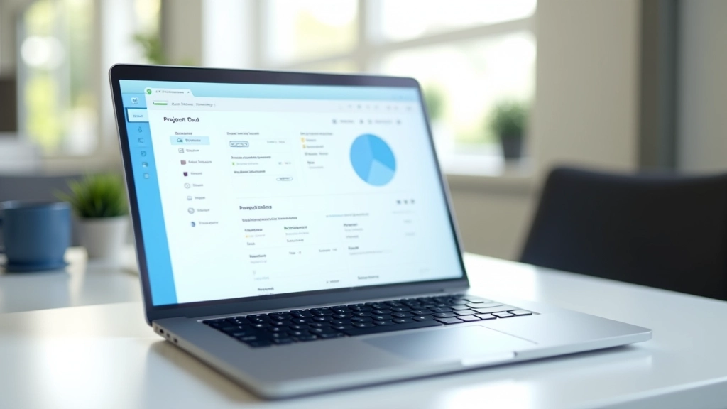 Dators ar atvērtu projektmenedžmenta sistēmu, kurā redzami kanāli un uzdevumi